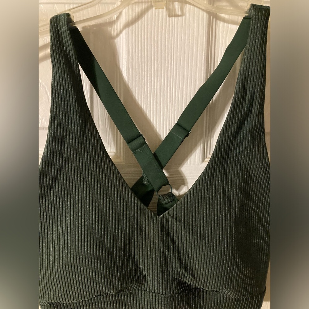 Aerie Deep Green Ribbed Bralette
